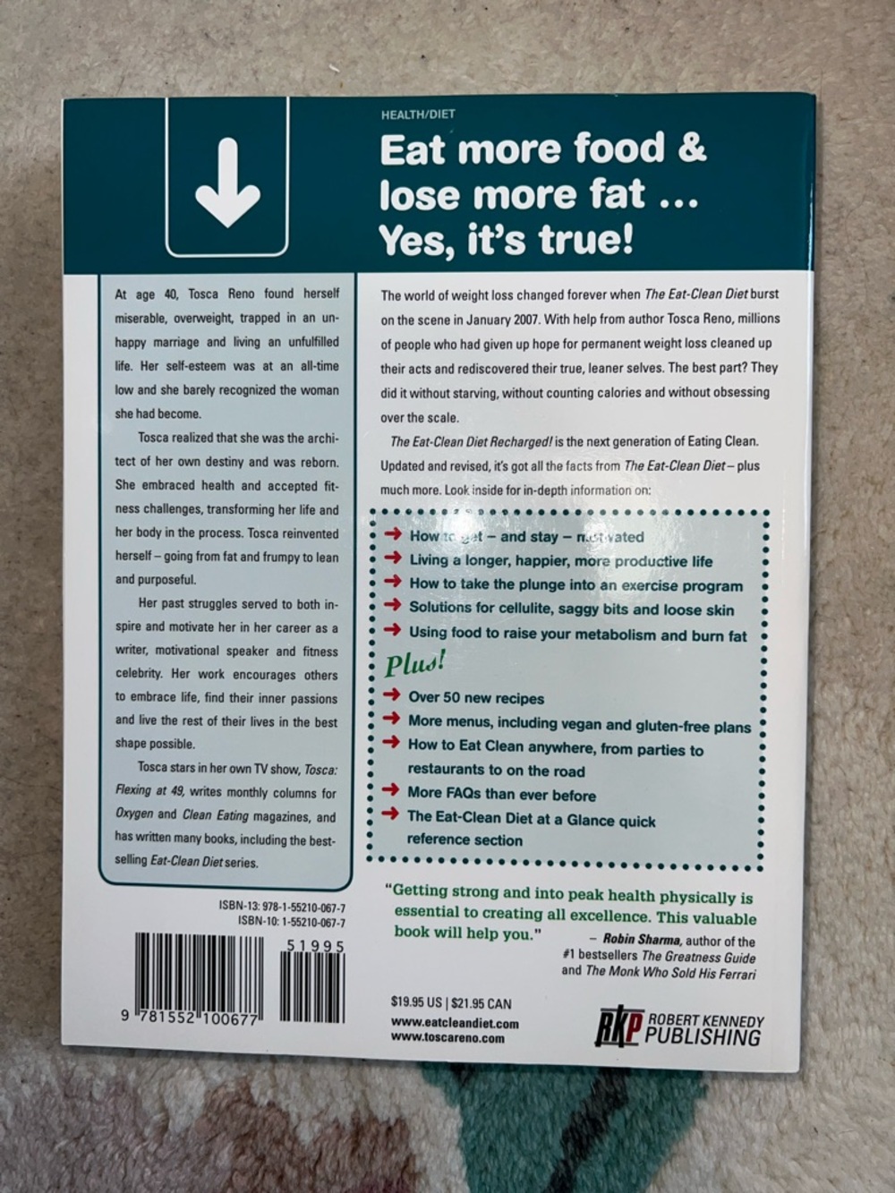The Eat-Clean Diet Recharged! by Tosca Reno - White/Green/Red Cover - Picture 3 of 4